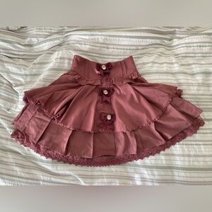 Liz Lisa Two Tiered Pink Mauve Ruffle Jewel Ribbon Skirt Japan Jirai Kei - Sz 0